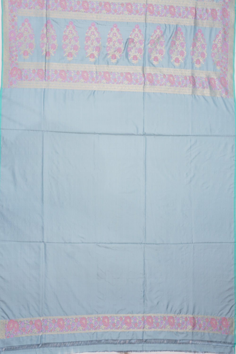 Banarasi Silk Brocade Pastel Blue Saree