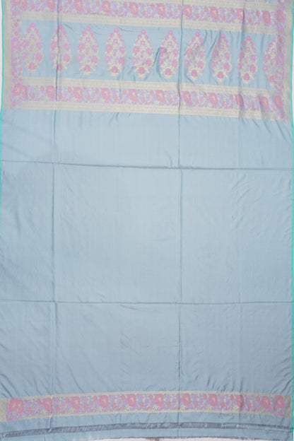 Banarasi Silk Brocade Pastel Blue Saree