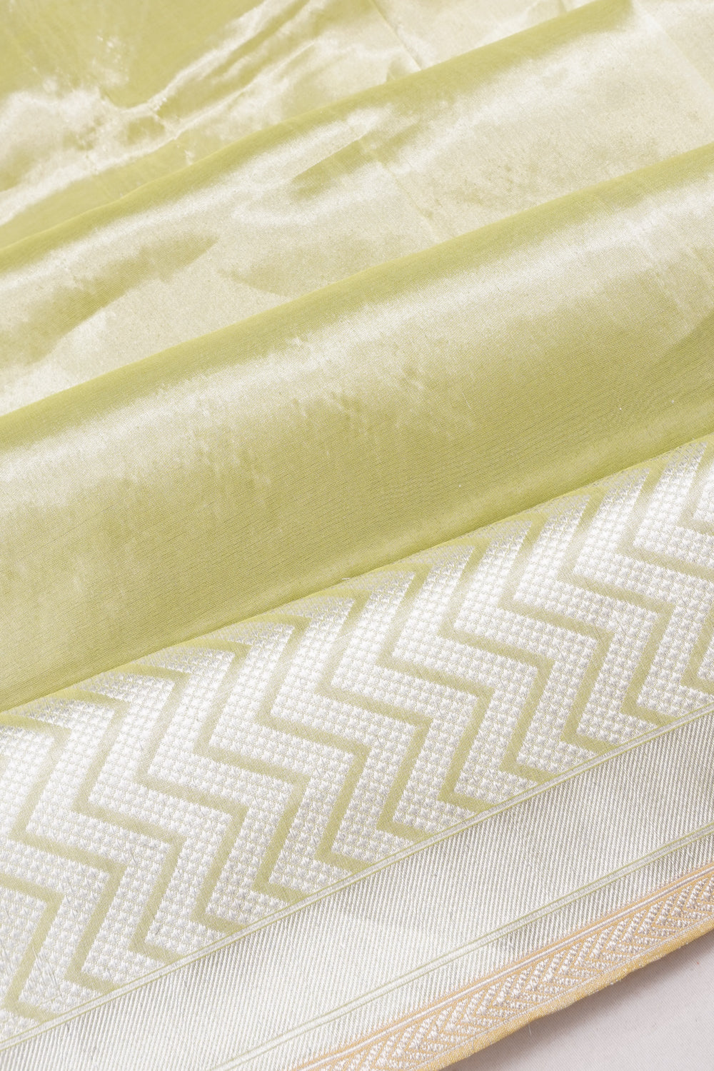 Banarasi Silk Tissue Plain Pista Green Saree