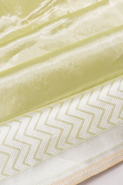 Banarasi Silk Tissue Plain Pista Green Saree