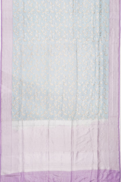 Banarasi Kora Organza Tissue Brocade Pastel Blue Saree