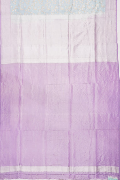Banarasi Kora Organza Tissue Brocade Pastel Blue Saree