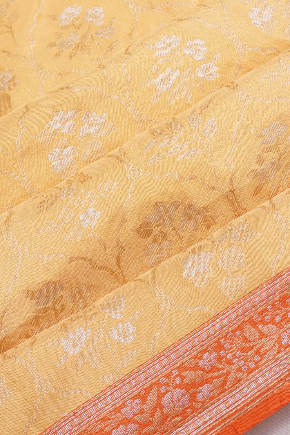 Banarasi Silk Brocade Yellow Saree
