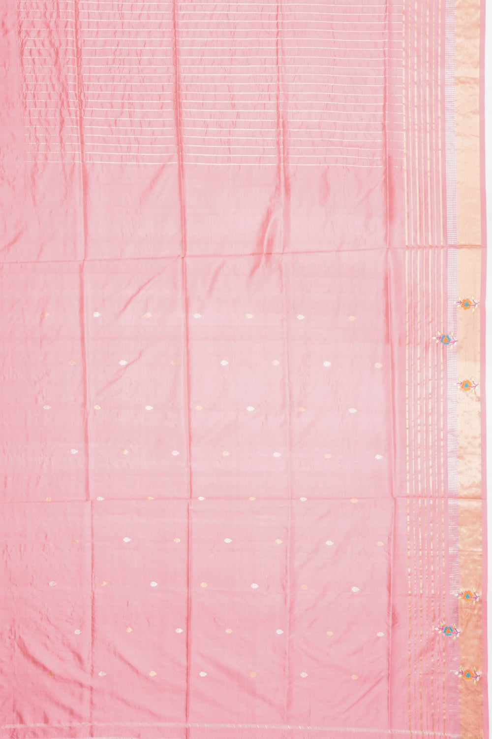 Banarasi Silk Vertical Lines Baby Pink Saree