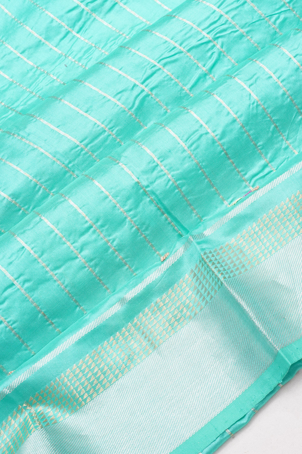 Banarasi Silk Vertical Lines Sea Green Saree