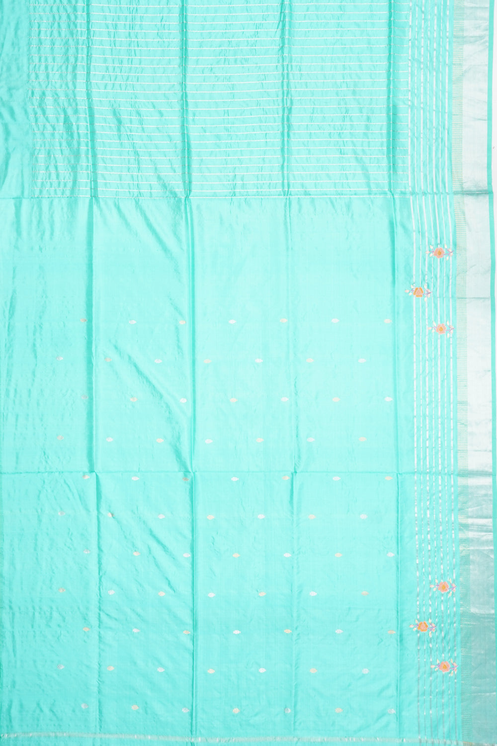 Banarasi Silk Vertical Lines Sea Green Saree