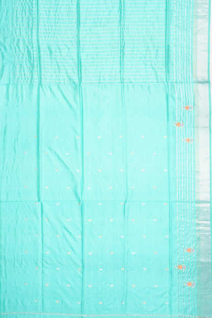 Banarasi Silk Vertical Lines Sea Green Saree