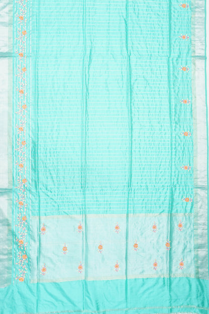 Banarasi Silk Vertical Lines Sea Green Saree