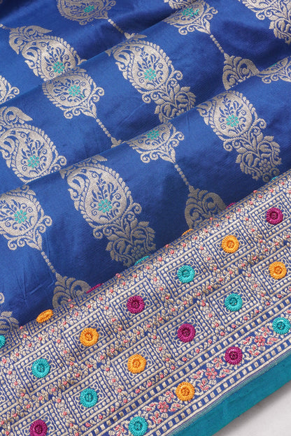 Banarasi Silk Brocade Blue Saree