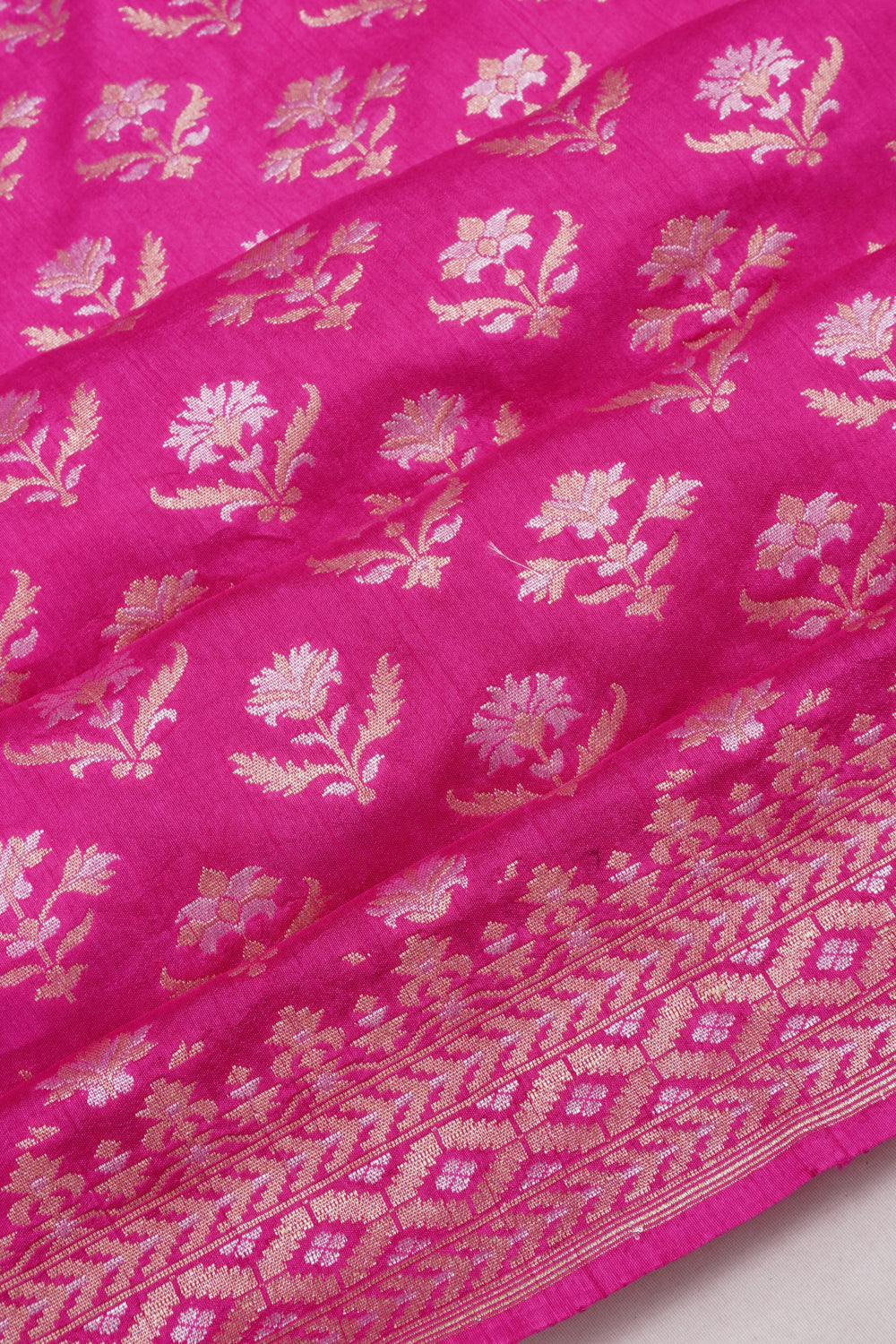 Banarasi Silk Brocade Rani Pink Saree