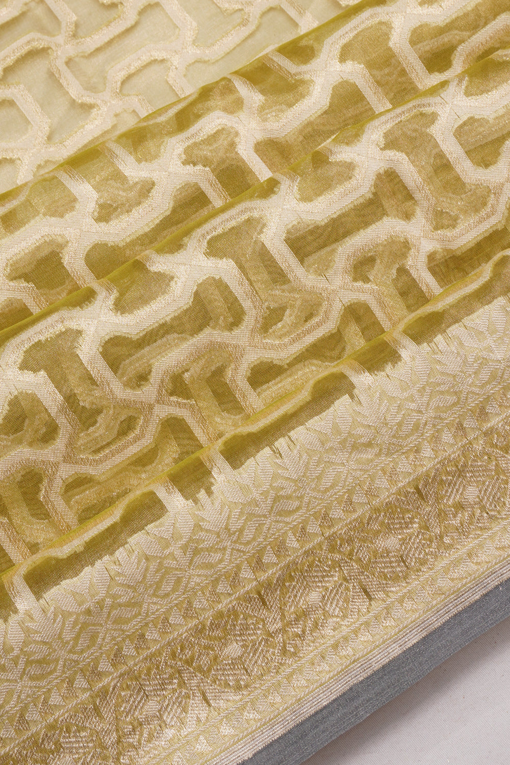 Banarasi Kora Organza Brocade Green Saree