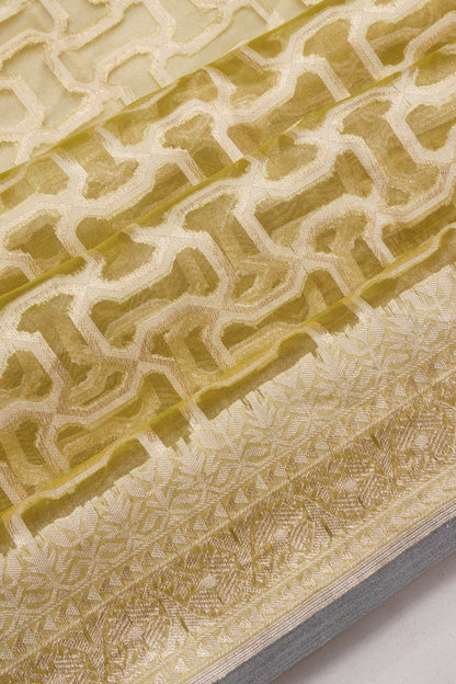 Banarasi Kora Organza Brocade Green Saree