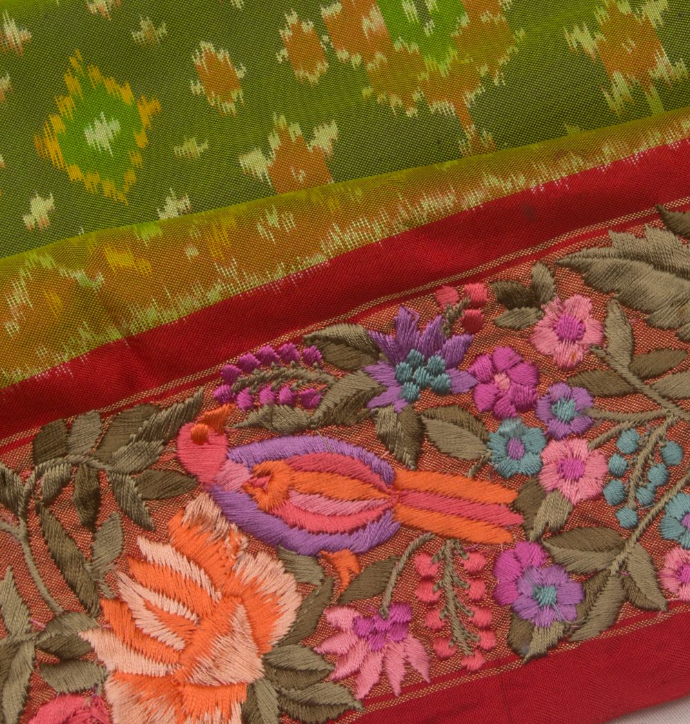 Pochampally Silk Ikat Pastel Green Saree