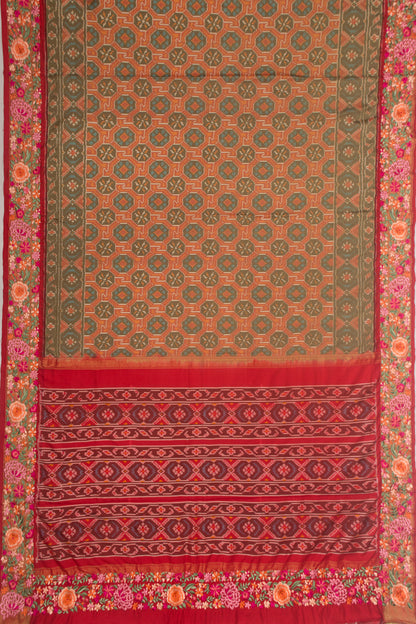 Pochampally Silk Ikat Pastel Green Saree With Embroidery border