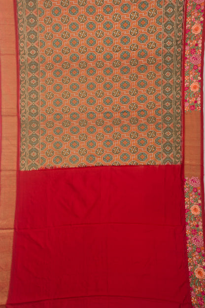 Pochampally Silk Ikat Pastel Green Saree With Embroidery border