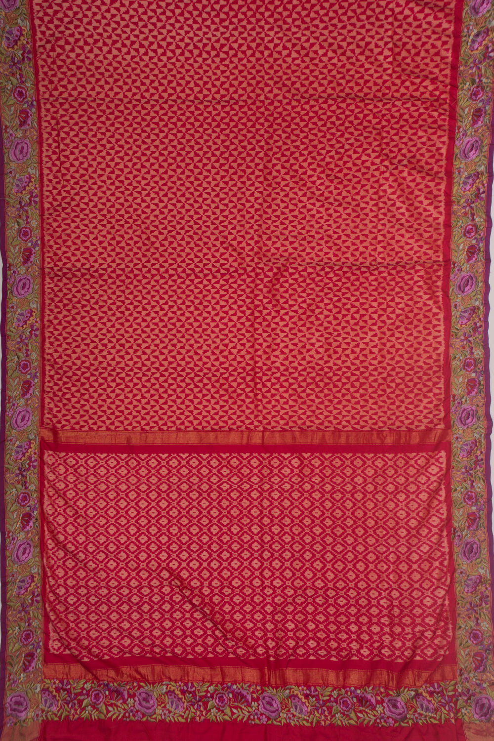 Pochampally Silk Ikat Pink Saree With Embroidery Blouse