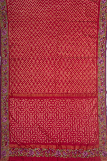 Pochampally Silk Ikat Pink Saree With Embroidery Blouse