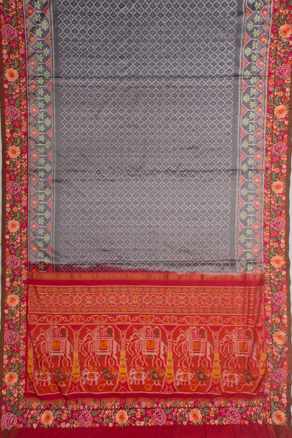 Pochampally Silk Ikat Elephant Grey Saree