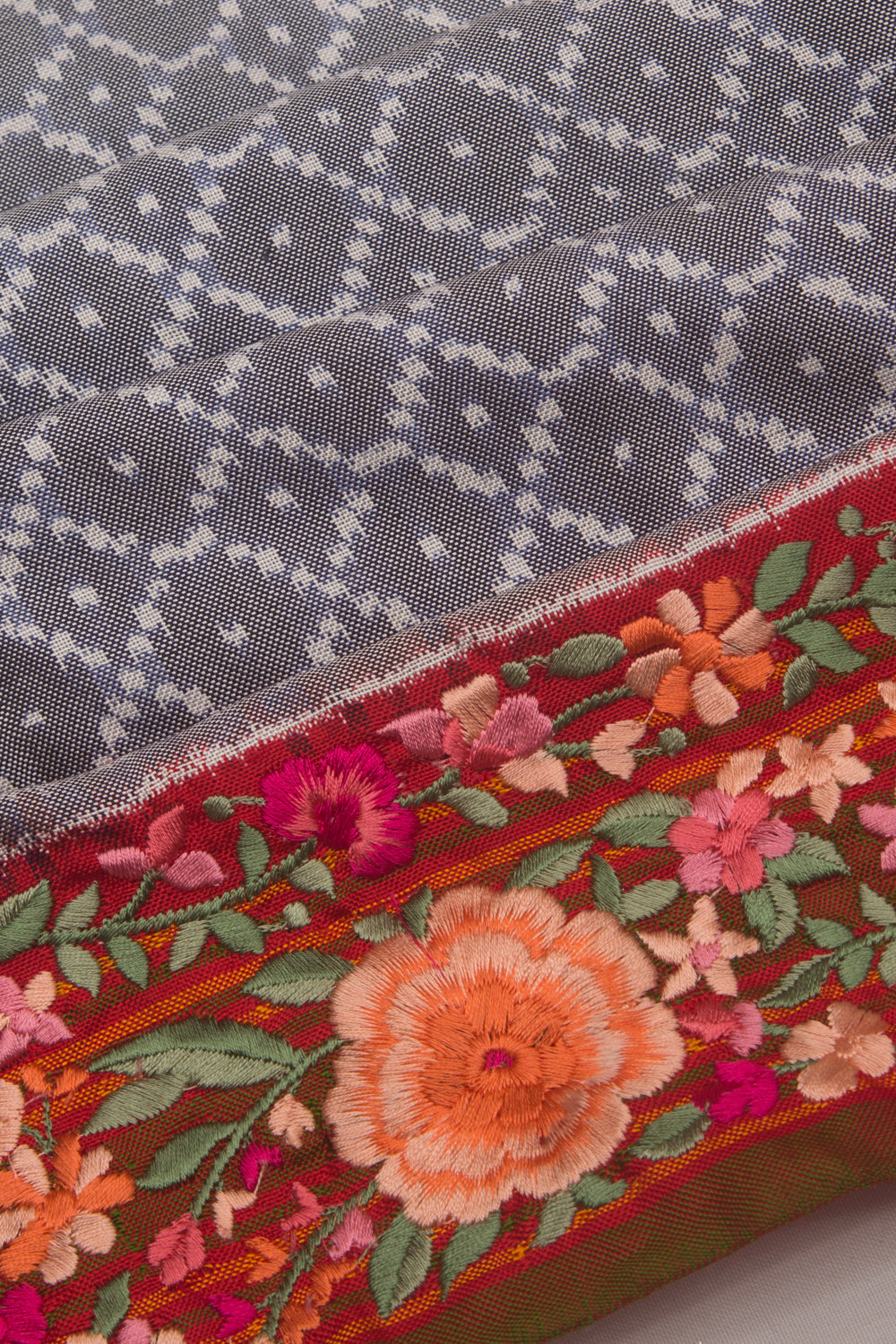 Pochampally Silk Ikat Elephant Grey Saree
