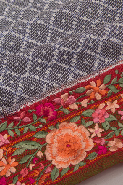 Pochampally Silk Ikat Elephant Grey Saree
