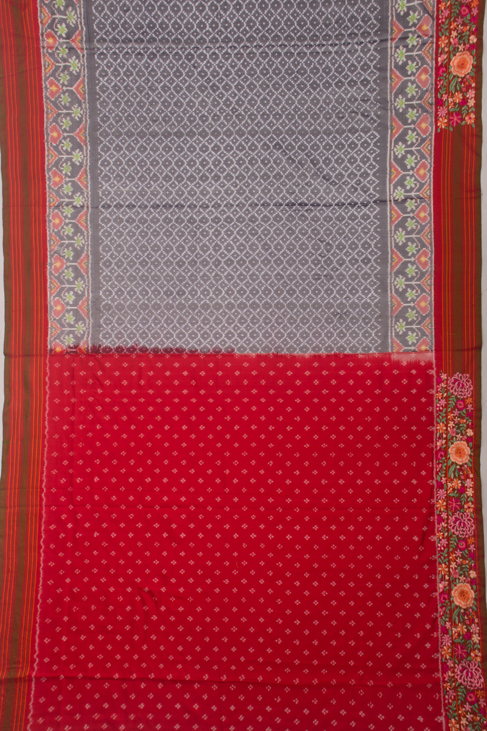 Pochampally Silk Ikat Elephant Grey Saree