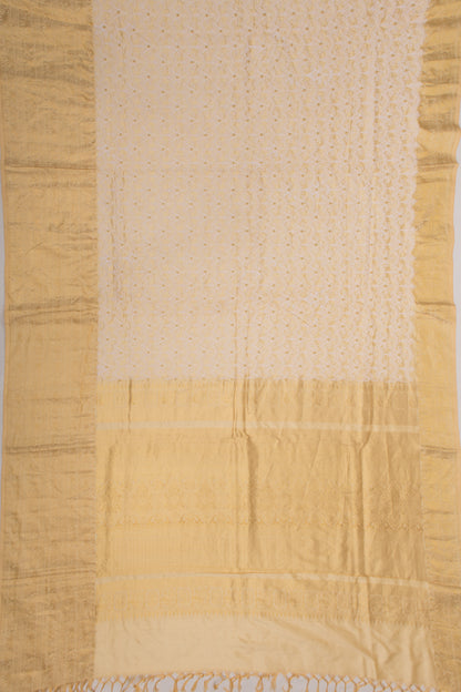 Kanchipuram Silk Embroidery Cream Saree