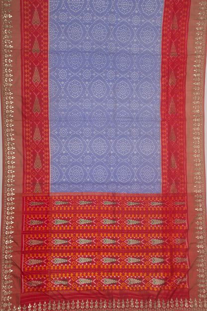 Kota Silk Ikat Blue Saree With Gota Pati Border