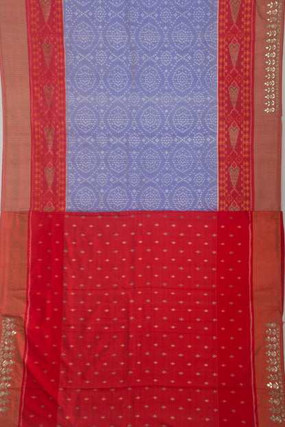 Kota Silk Ikat Blue Saree With Gota Pati Border