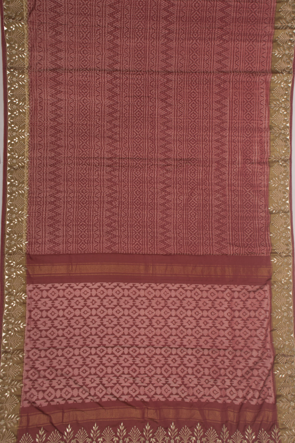 Pochampally Silk Ikat Lilac Saree With Gota Pati Border
