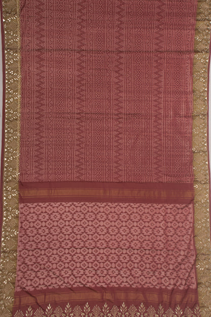 Pochampally Silk Ikat Lilac Saree With Gota Pati Border