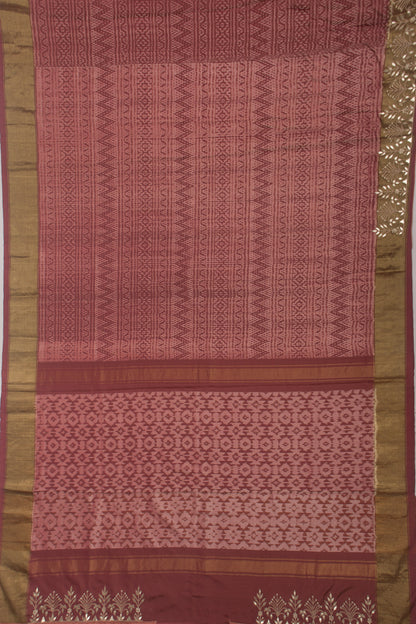 Pochampally Silk Ikat Lilac Saree With Gota Pati Border