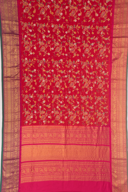 Kanchipuram Silk Embroidery Red Saree