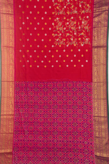 Kanchipuram Silk Embroidery Red Saree