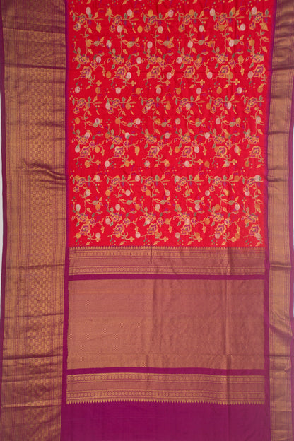 Kanchipuram Silk Embroidery Red Saree