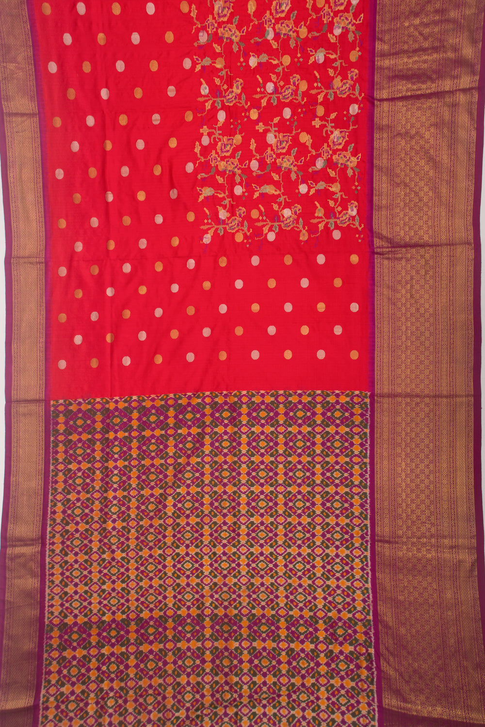Kanchipuram Silk Embroidery Red Saree