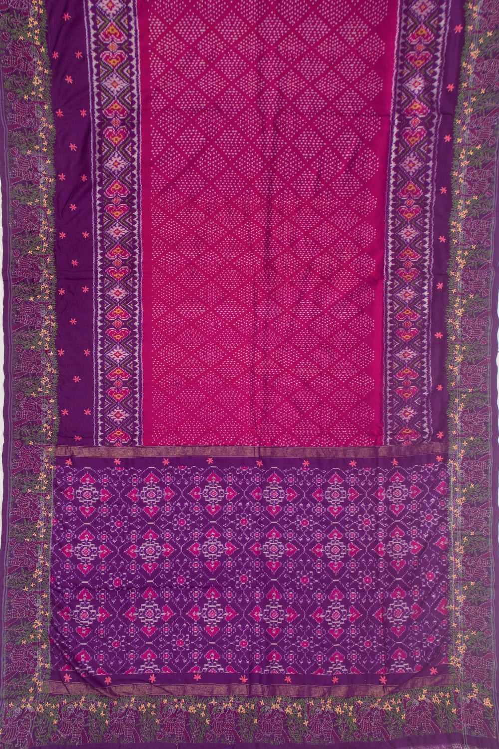 Pochampally Silk Ikat Brocade Purple Saree With Embroidery Border