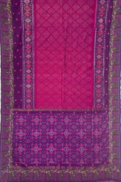 Pochampally Silk Ikat Brocade Purple Saree With Embroidery Border