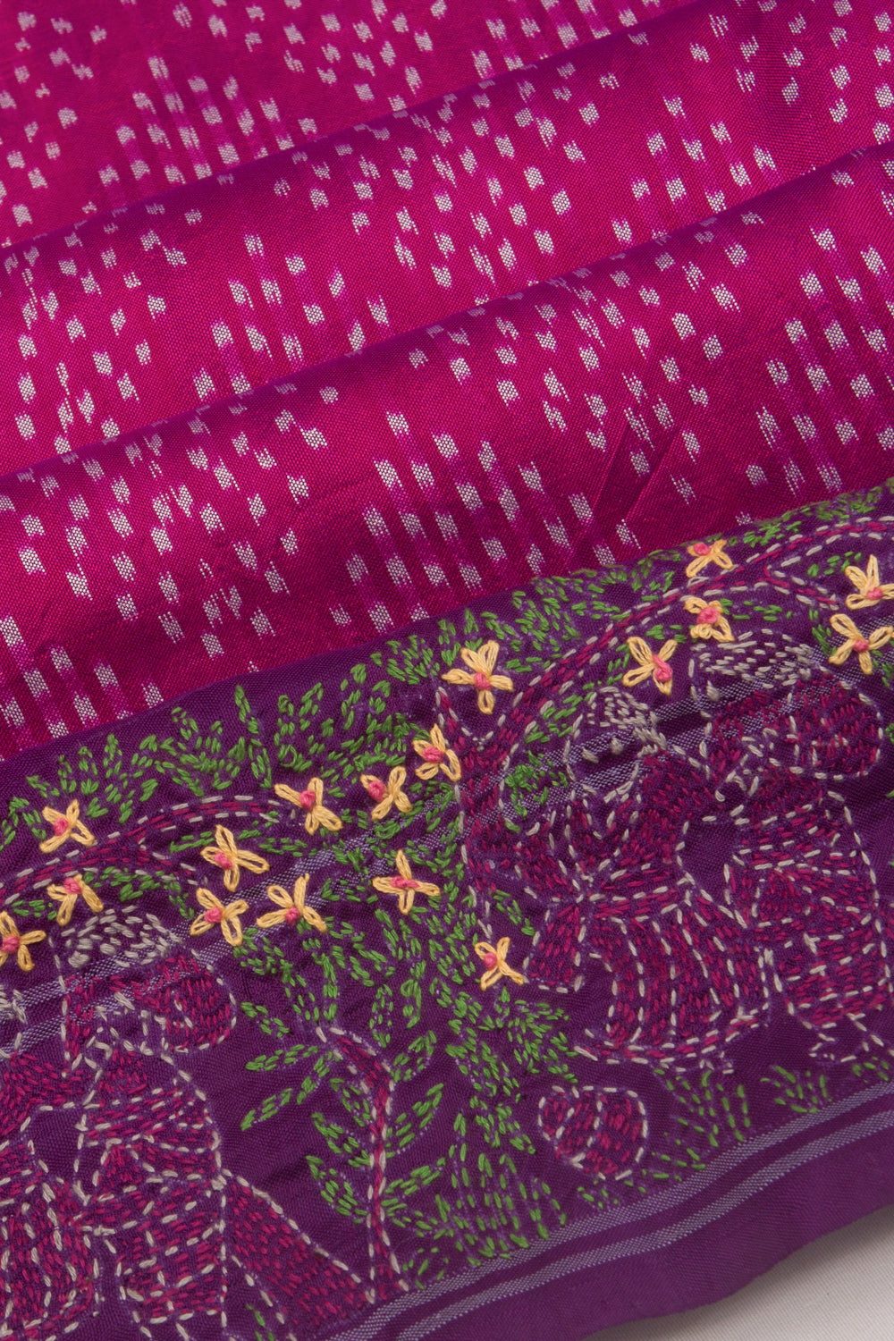 Pochampally Silk Ikat Brocade Purple Saree With Embroidery Border