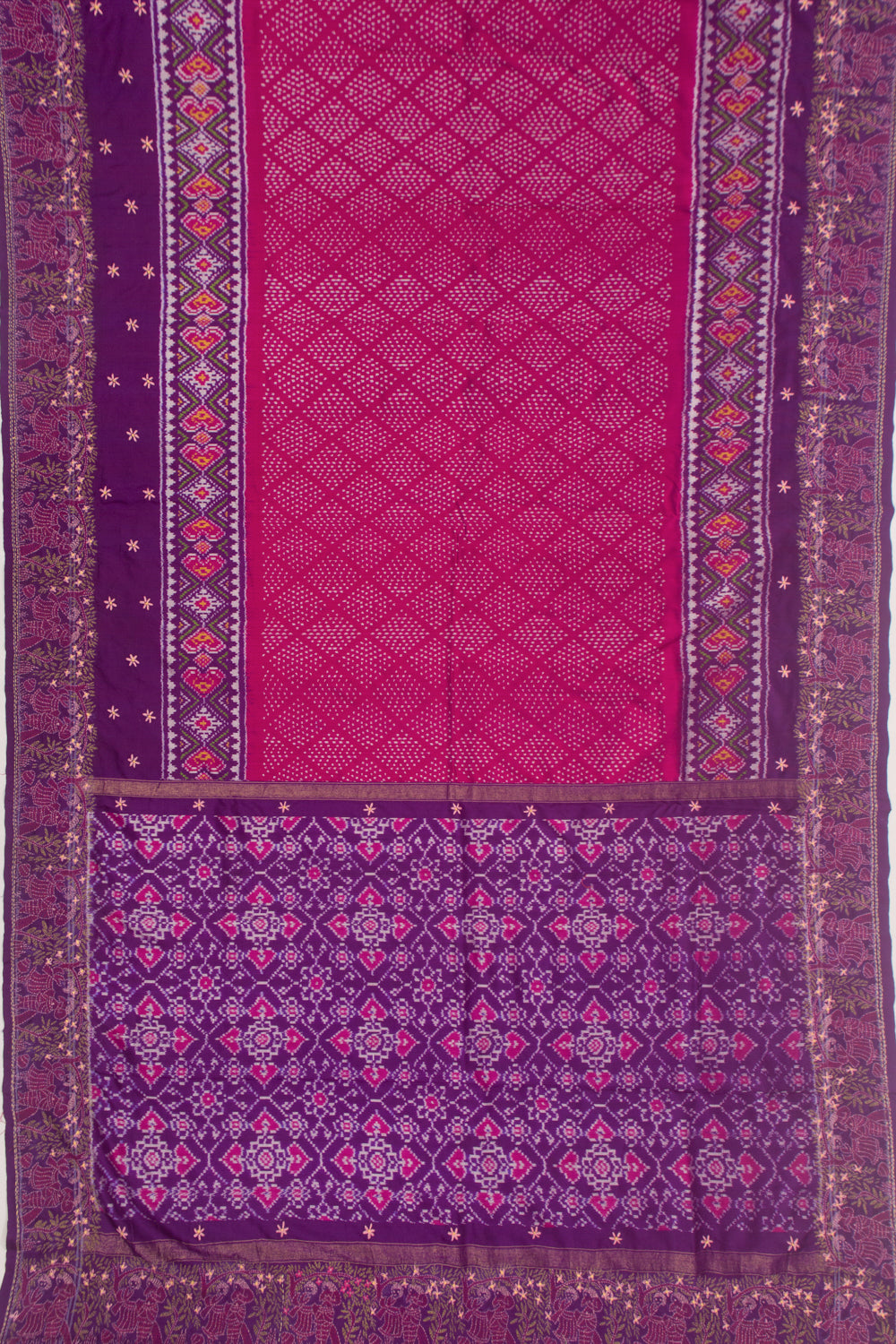 Pochampally Silk Ikat Purple Saree With Embroidery Boarder