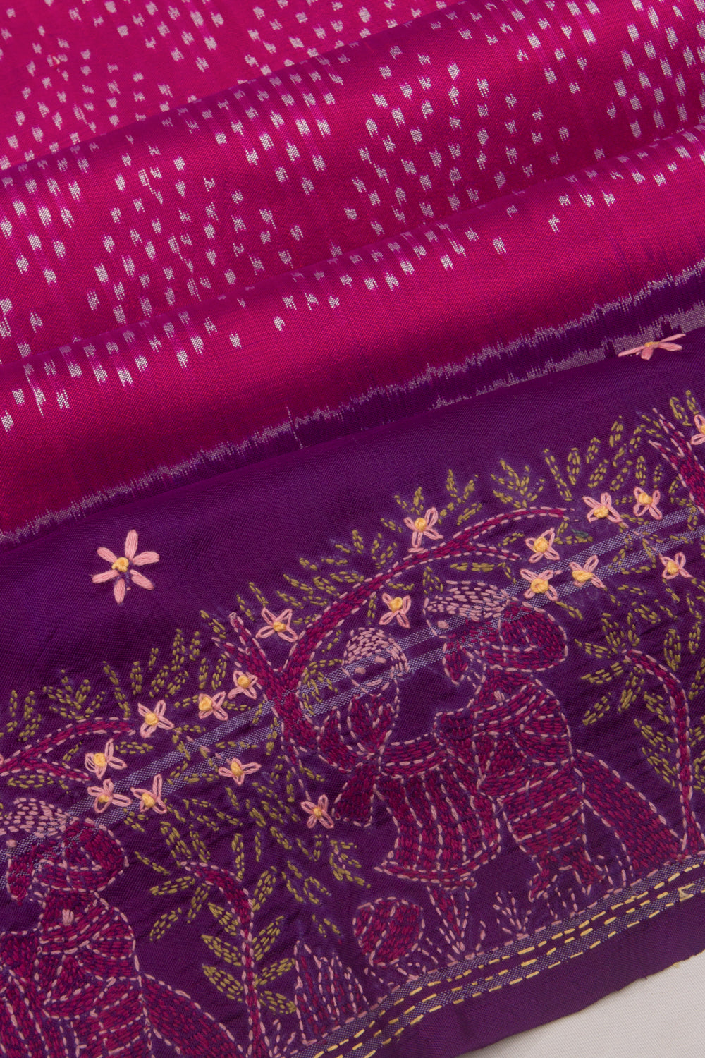 Pochampally Silk Ikat Purple Saree With Embroidery Boarder