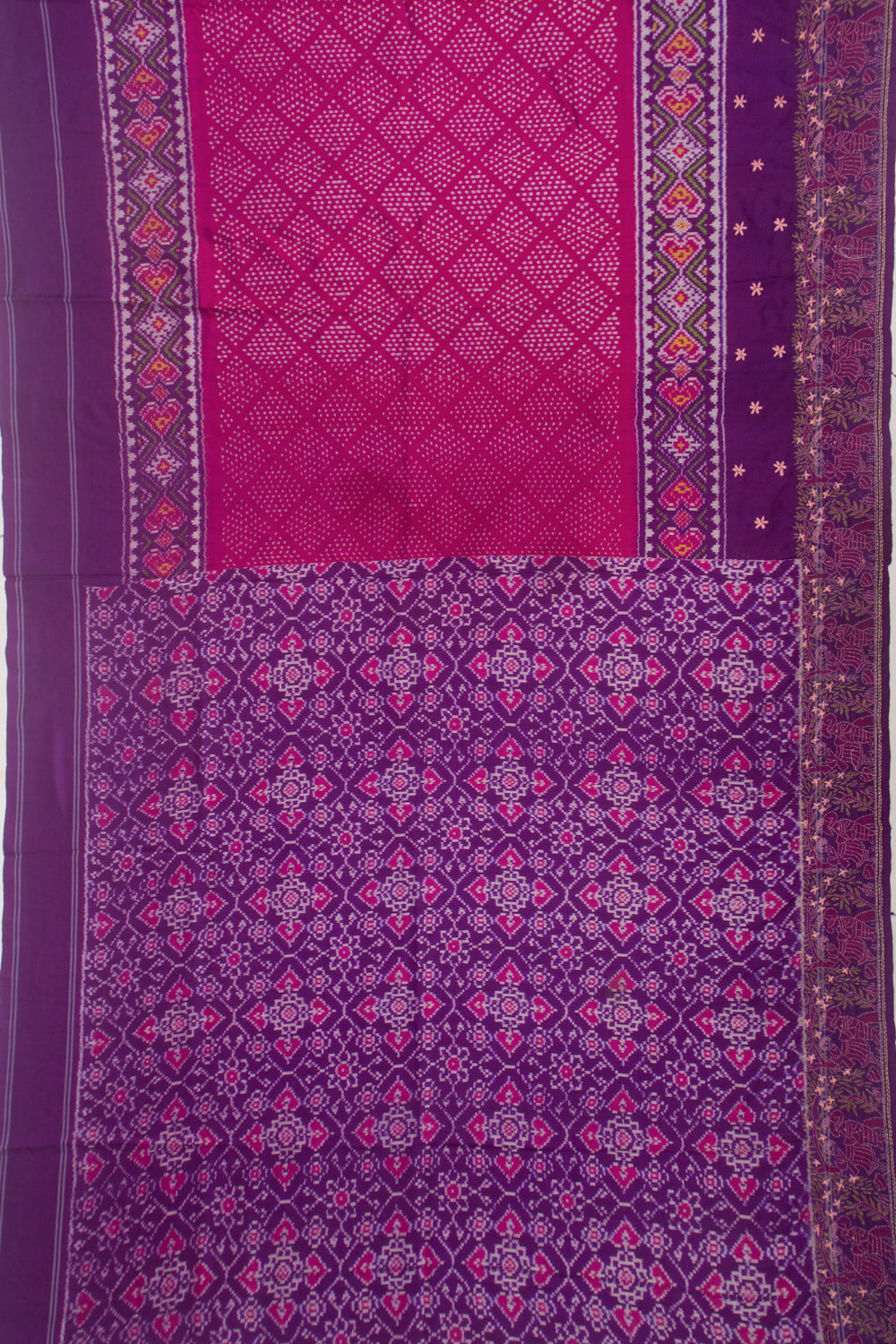 Pochampally Silk Ikat Purple Saree With Embroidery Boarder