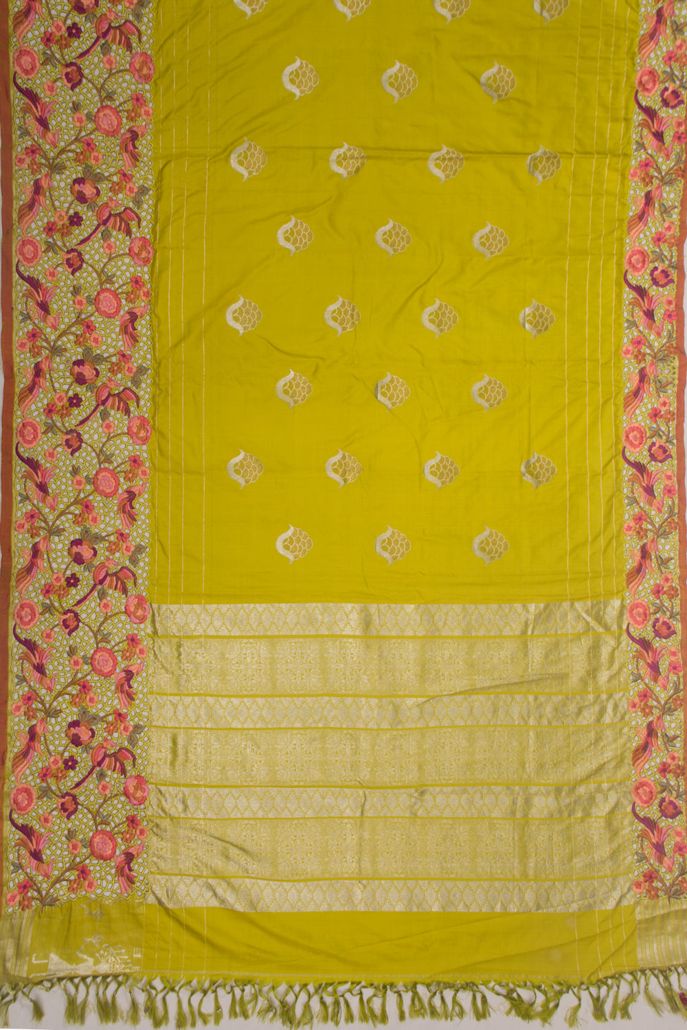Kanchipuram Silk Butta Cut Work Green Saree