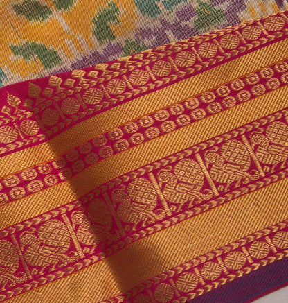 Kanchipuram Silk Ikat Lavender Saree