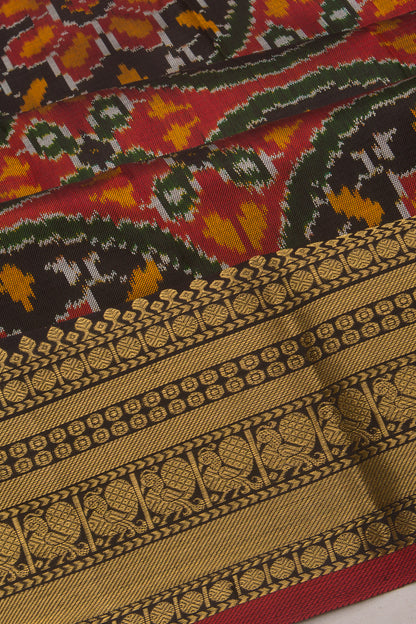 Kanchipuram Silk Ikat Black Saree