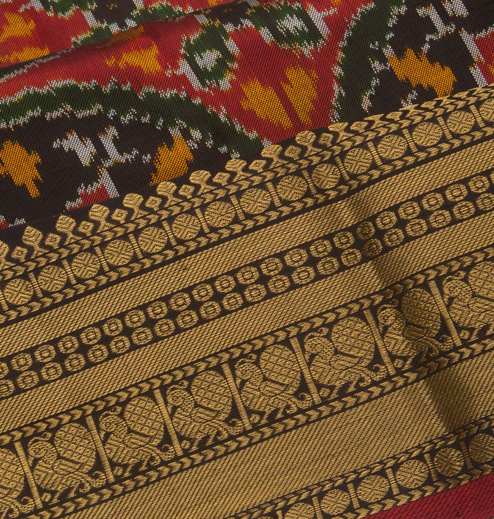 Kanchipuram Silk Ikat Black Saree