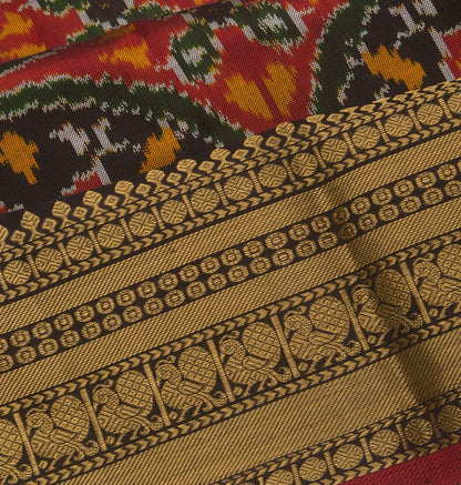 Kanchipuram Silk Ikat Black Saree