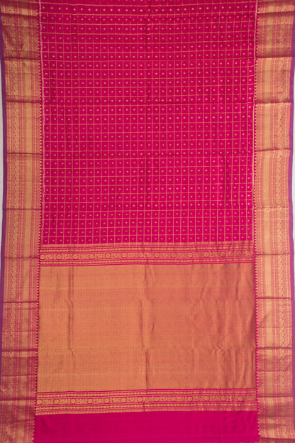 Kanchipuram Silk Checks And Butta Pink Saree