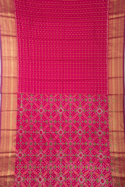 Kanchipuram Silk Checks And Butta Pink Saree