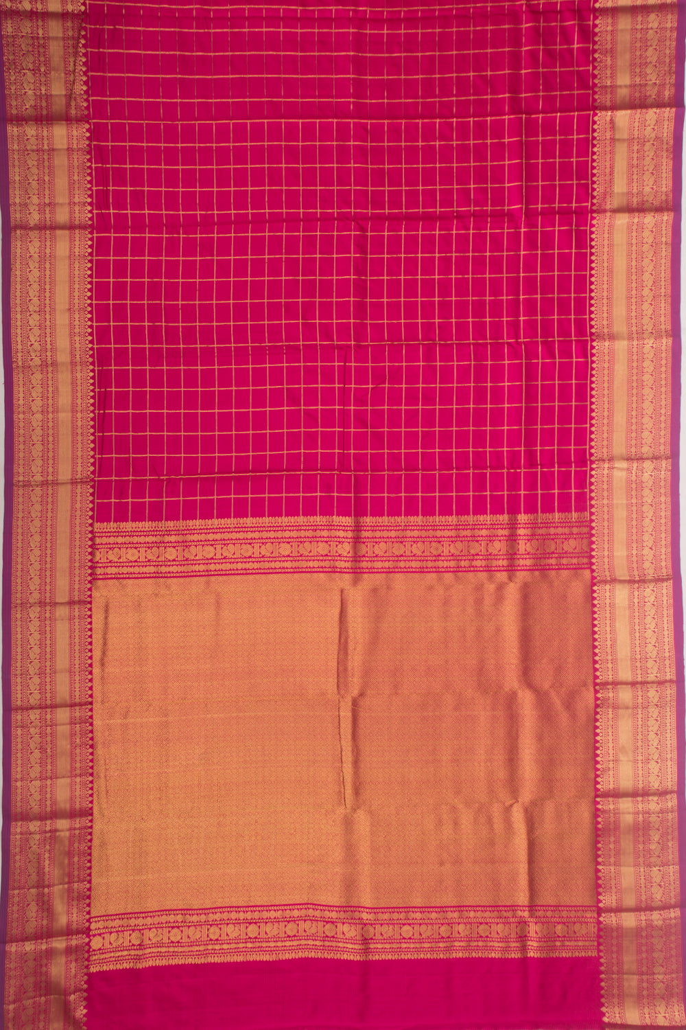 Kanchipuram Silk Checks Pink Saree