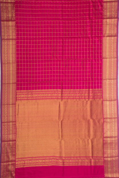 Kanchipuram Silk Checks Pink Saree